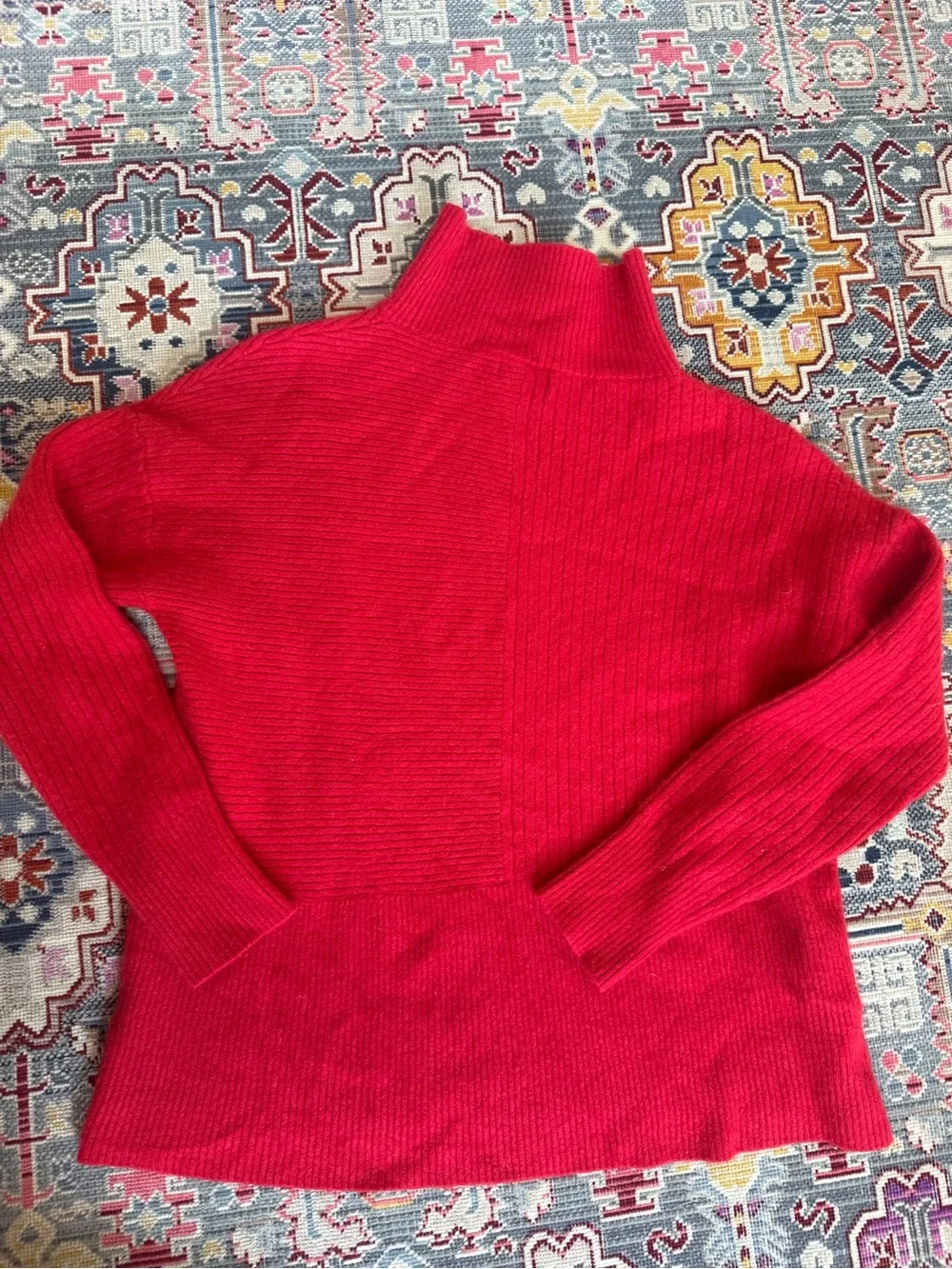 summersalt cashmere merino wool Red Ribbed Turtleneck Sweater